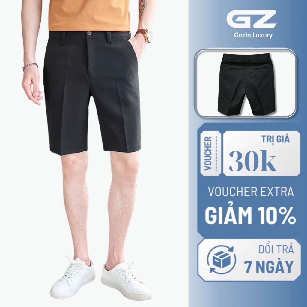 Quần Short Tây Âu  Vải Tuyết Hàn Đen Kem Cao Cấp Dáng Hàn Quốc GOZIN LUXURY