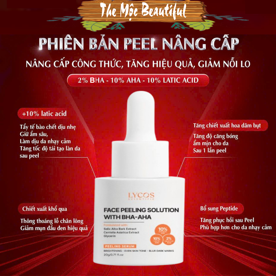 [Nâng cấp] Tinh Chất Peel Da Lycos 10% AHA – 2% BHA - 10% Lactic acid: Tái Tạo Da Không Bong Tróc