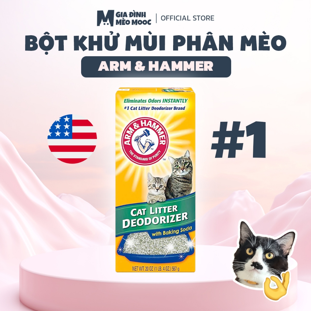   Hỏa Tốc  Bột khử mùi cát mèo Arm & Hammer Mỹ cao cấp hộp 567g giảm mùi hôi cát mèo và chống bết đáy 
