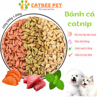   250g,500g,1000g  Bánh Cá Catnip cho mèo giúp tiêu búi lông,sạch răng miệng,hỗ trợ tiêu hoá,giảm căng thẳng 