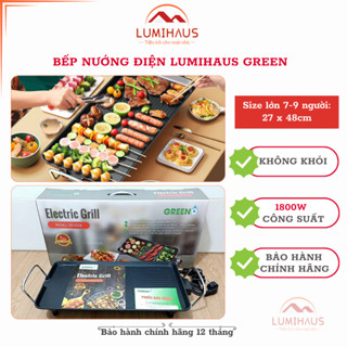 [Bếp Nướng Điện Không Khói] Bếp Nướng Điện LUMIHAUS GREEN 1800W – Khay Dầu Rời, Chống Dính Cao Cấp