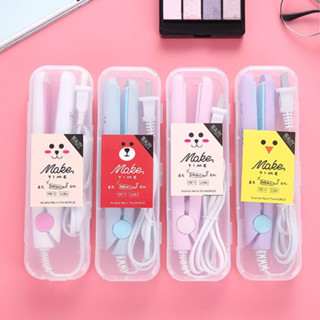 Máy Uốn Tóc Kiêm Duỗi Tóc Mini và Máy Dập Xù Sử Dụng Ion Âm Tiện Dụng, Lược kèm Gương Gọn Nhẹ