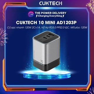 Củ Sạc Nhanh Cuktech 10 Mini AD1203P Công Suất 120W 2C+1A, Hỗ Trợ PD3.0 PPS2.0 QC, Mi Turbo 120W - Bảo Hành 18 Tháng.