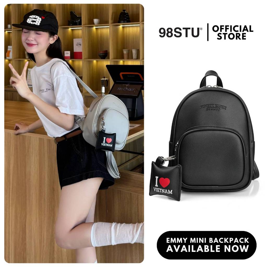 Balo mini da đeo vai Emmy 98STU Local Brand Chính Hãng Da PVC chống xước chống nước