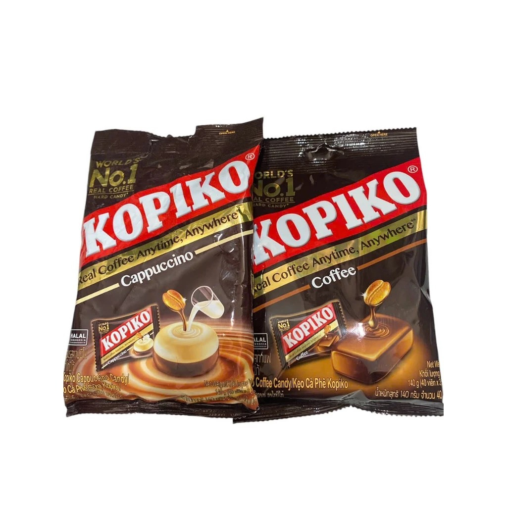 Kẹo cafe KOPIKO / coffee candy, Kẹo cà phê đen và cà phê sữa Kopiko 140gr.