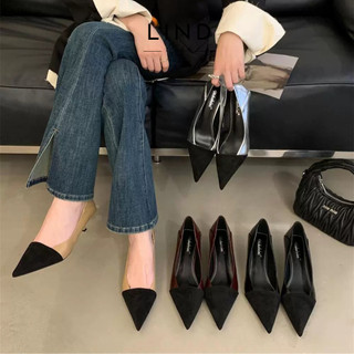   Hàng sẵn  Giày cao gót 5p mũi phối da lộn Dishabein - G186 - Ảnh thật - LinD Shoes & Sandal 