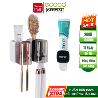 Kệ Để Cốc, Bàn Chải Đánh Răng Dán Tường ECOCO, Giá Đựng Cốc Nhà Tắm Cao Cấp Chất Liệu Nhựa ABS