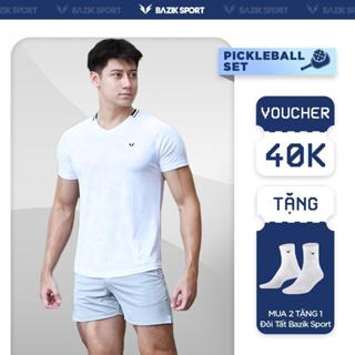 Áo Thể Thao Pickleball BAZIK Phối Viền Cổ Tim Vận Động, Thể Thao Thoải Mái, Thoáng Khí - A25