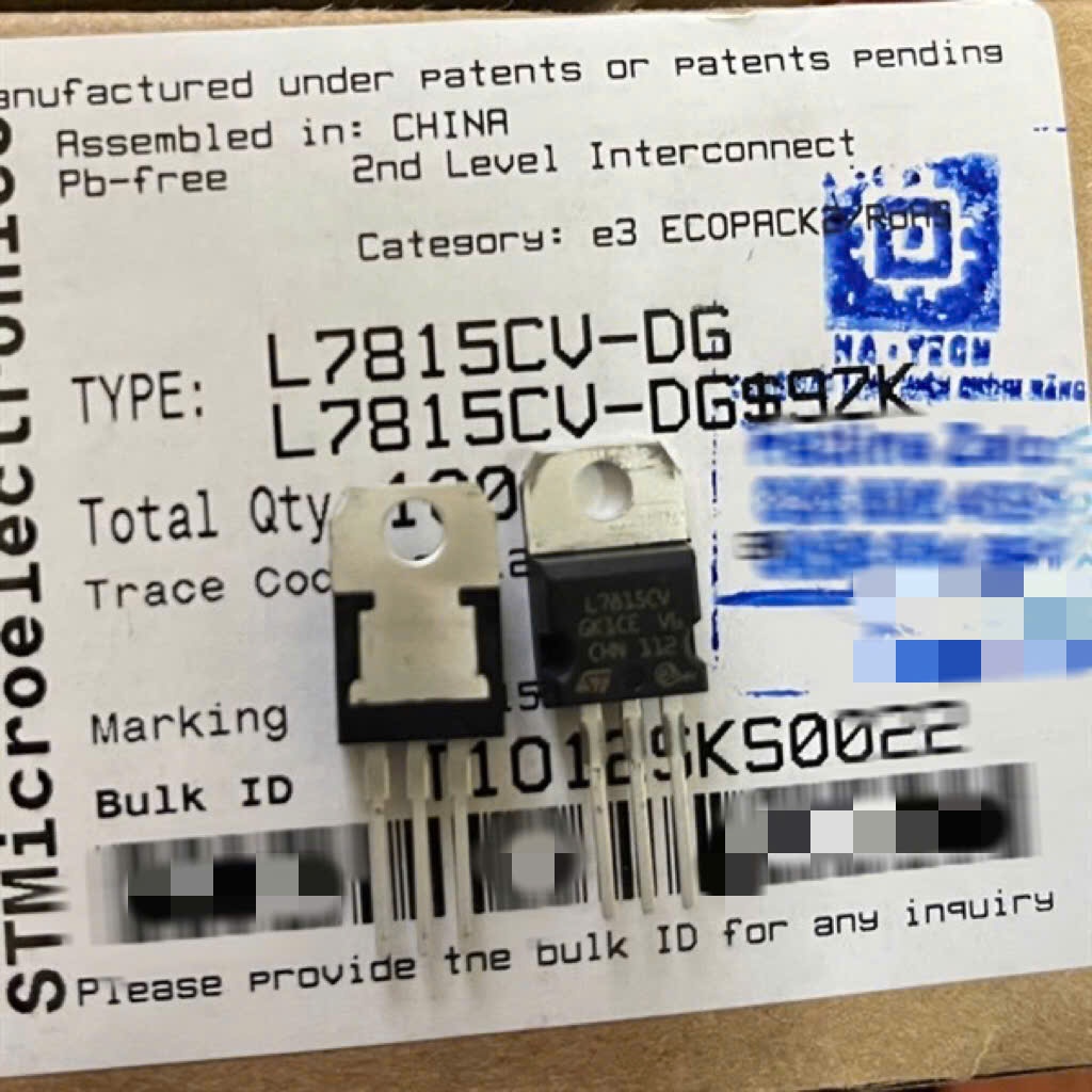 Linh kiện IC Nguồn chính hãng L7815CV L7815 7815 15V TO-220 Mới Chính Hãng ST 100%