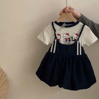  SET ÁO PHÔNG TRẮNG + YẾM BÍ XANH KẺ SỌC CHO BÉ GÁI 8-20kg 