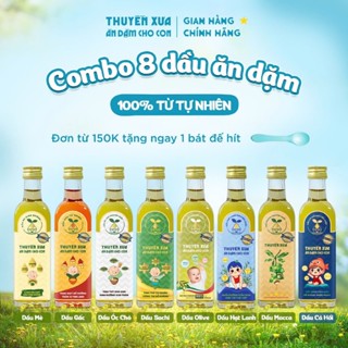 [Combo 8] Dầu Mè - Gấc - Óc Chó - Sachi - Olive - Hạt Lanh - Macca - Cá Hồi Ăn Dặm Thuyền Xưa - 65ml