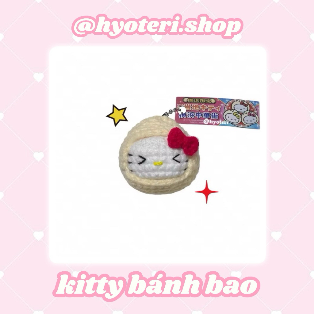 móc khoá len " kitty bánh bao "