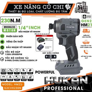 Máy bắn vít dùng pin lực siết 230N.m HUKAN HM21-G2CVX230N, không chổi than, máy chuyên vít chắc chắn