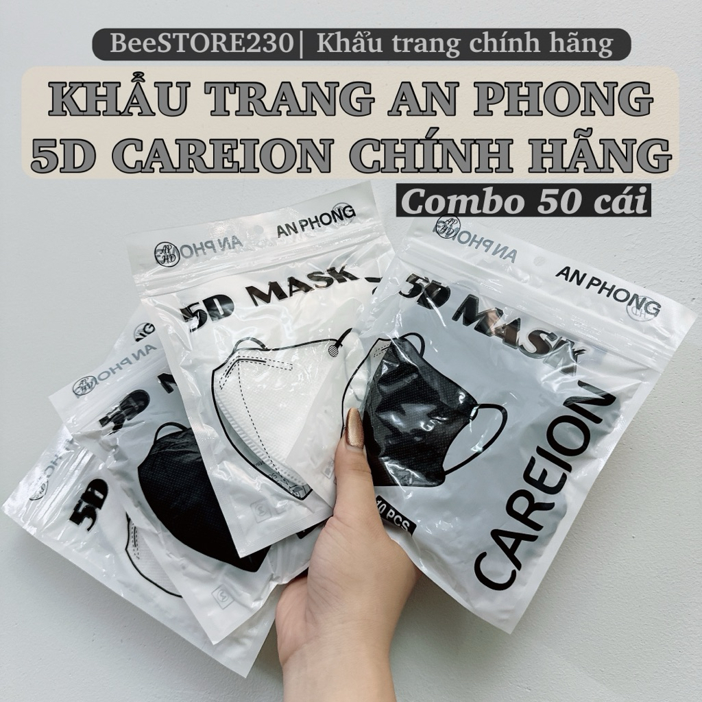 COMBO 50 cái= 5 túi Khẩu trang 5D 𝐂𝐀𝐑𝐄𝐈𝐎𝐍 𝐌𝐀𝐒𝐊 nhiều màu sắc