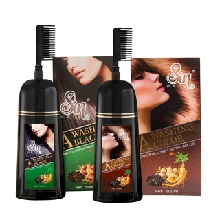 Dầu gội phủ bạc SIN HAIR Nhật Bản chính hãng 500ML, thảo dược nhuộm đen nâu tóc nhân sâm