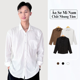 Áo sơ mi nam nữ chất nhung tăm VICENZO phong cách trẻ trung basic