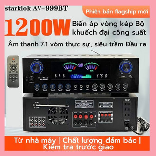 Amply karaoke bluetooth Starklok AV - 999BT Âm thanh vòm 7.1 chân thực công suất khủng 1200W Âm trầm mạnh mẽ