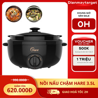 Nồi nấu chậm Hare 3.5L HR-SC535 nấu cháo, hầm, hấp giữ trọn dưỡng chất, bảo hành 12 tháng