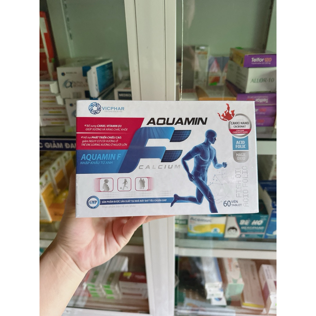 AQUAMIN F CALCIUM - giúp xương răng chắc khoẻ, hỗ trợ phát triển chiều cao (hộp 2lọ x 30 viên)
