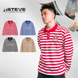 Áo Polo kẻ sọc dài tay STRIPED LONG SLEEVES, Áo Polo dài tay vải cá sấu cổ bẻ nam nữ hoạ tiết thêu nổi 3D - LS02