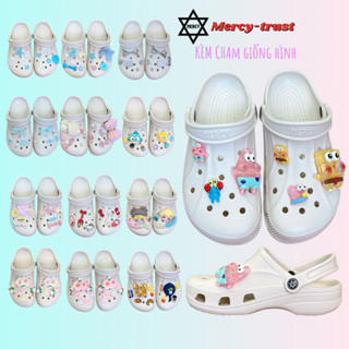 [CHÍNH HÃNG + Vớ/Tất tặng] Dép Sục Mercy BAZZA kèm cham theo chủ đề đúc nguyên khối nam nữ liệu Eva êm nhẹ được bảo hành