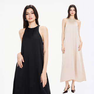 RECHIC Đầm lụa Lyon form suông nhẹ cổ yếm nhẹ nhàng nữ tính