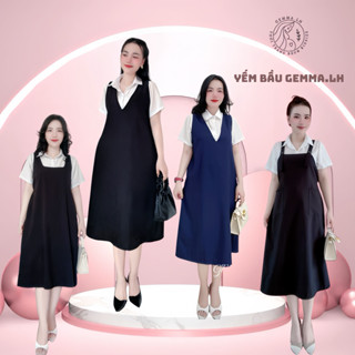 Yếm bầu  lẻ GEMMA.LH màu đen và xanh đen,phong dáng A,có nút cài eo từ 45 đến 120kg