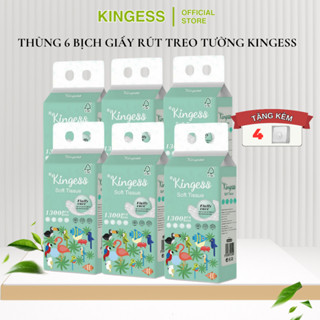  Thùng 6 bịch giấy rút treo tường KINGESS   1300 tờ   khăn giấy vệ sinh 5 lớp an toàn vệ sinh 