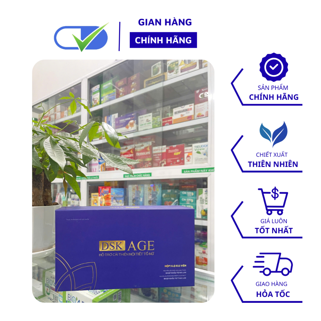Viên uống DSK AGE Vshine [Chính Hãng] - Hộp 3 lọ x15 viên-_Hỗ trợ cải thiện nội tiết tố nữ