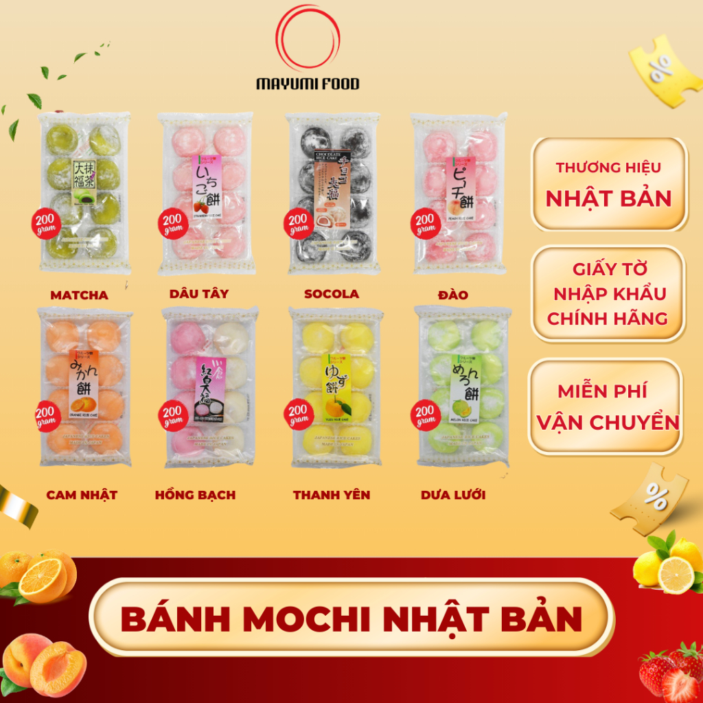 Bánh Mochi nhân trái cây Nhật Bản thương hiệu Sachi Mochi