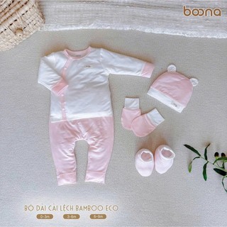  Combo Sơ Sinh 4 Món Boona Sợi Tre Bamboo Eco Mã Màu: Bộ Quần Áo Dài Tay Set Mũ Bao Chân Tay Cho Bé Chất Liệu Sợi Tre Ba 