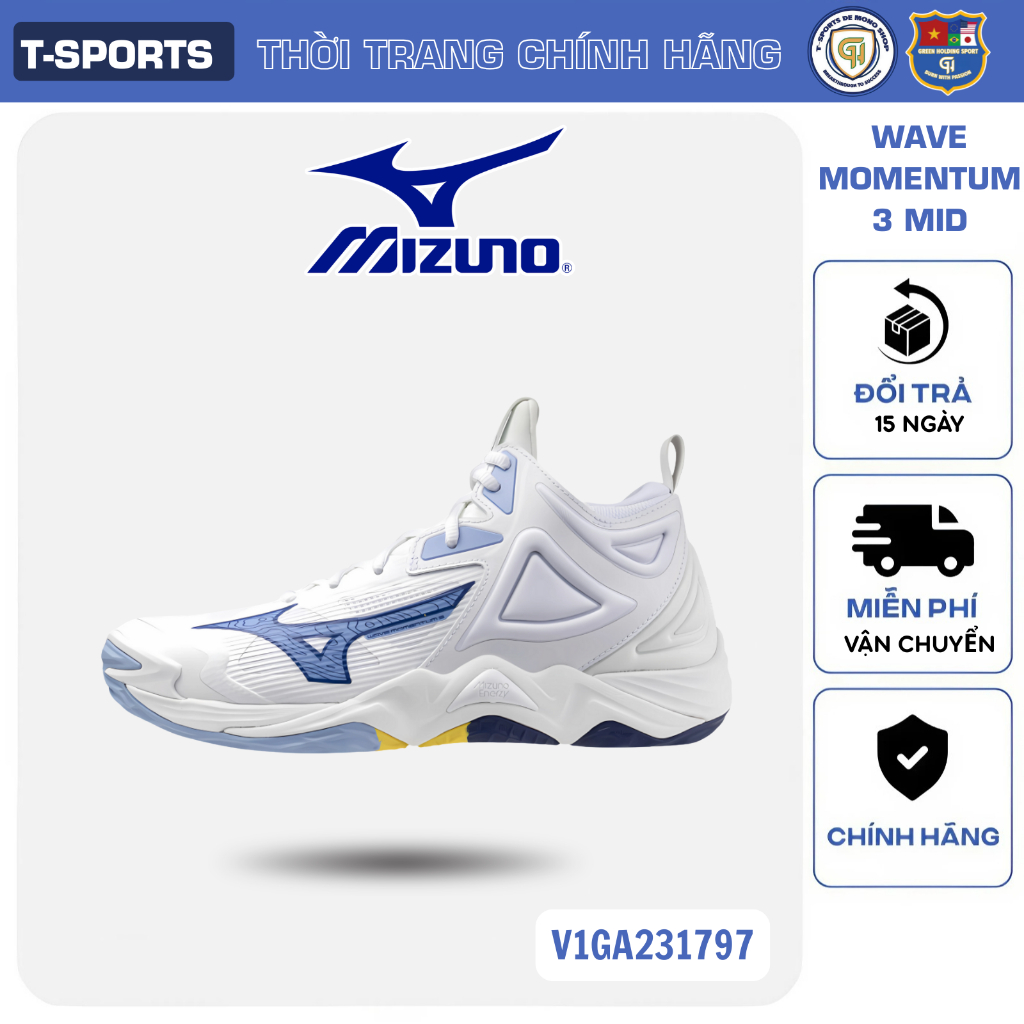 Mizuno Giày Bóng Chuyển Wave Momentum 3 MID V1GA231797 Chính Hãng