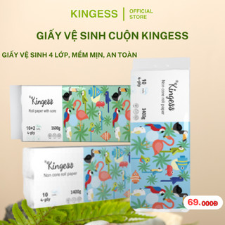  Giấy vệ sinh cuộn Kingess giấy vệ sinh 4 lớp mềm mịn an toàn có lõi  không lõi 