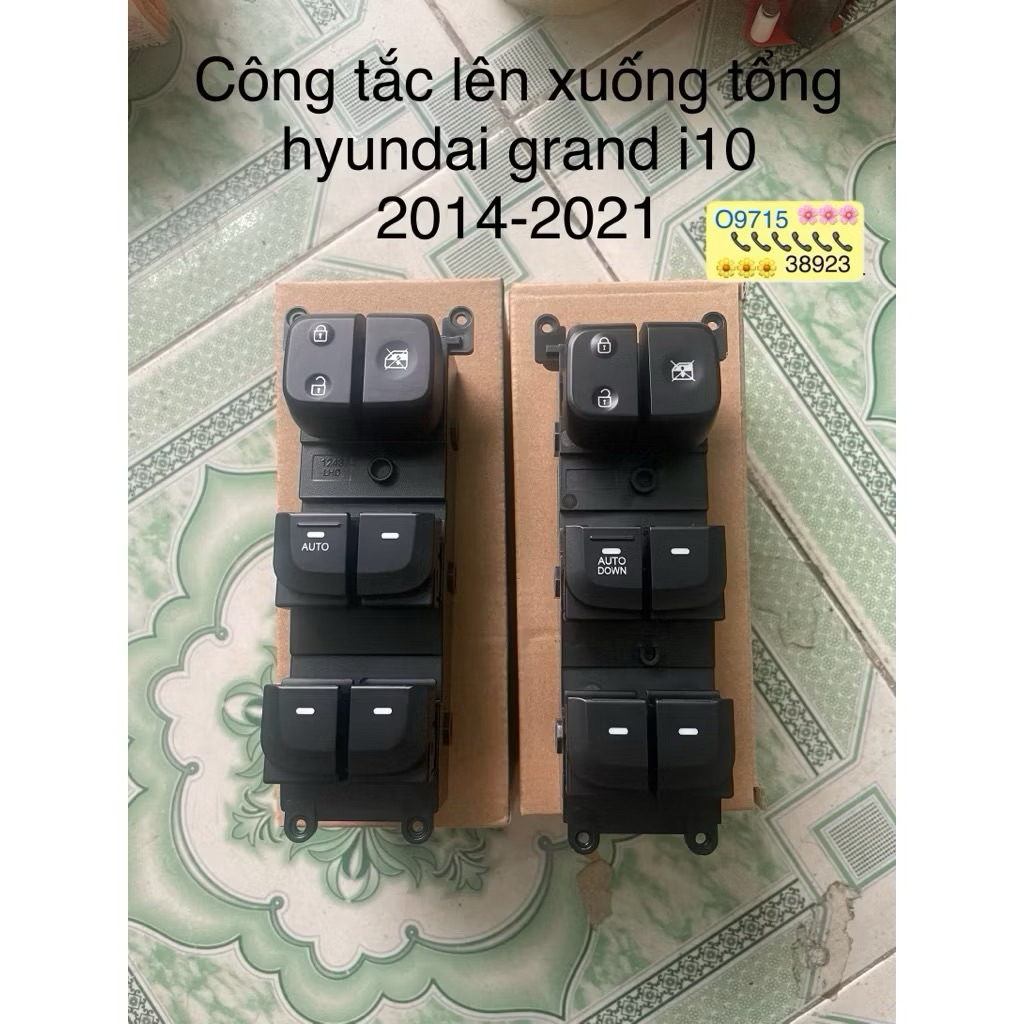 Công tắc lên xuống kính hyundai grand i10 2014-2021 93570-b40104x 93570-b40304x 2 chế độ auto và aut