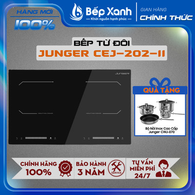 [TẶNG BỘ NỒI JC-200] Bếp Từ Đôi Junger CEJ-202-II - Công Nghệ Inverter - Công Suất 4000W - Mặt Kính Ceramic