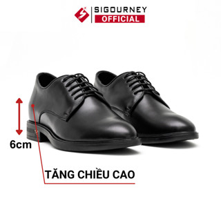 Giày Tây Nam Tăng Chiều Cao 6cm SIGOURNEY Chất Liệu Da Bò Màu Đen SIG-41 Bảo Hành 18 Tháng