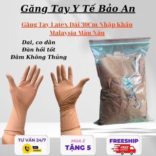  Màu Nâu cafe  Bịch 1KG Găng Tay Cao Su Y Tế Latex  Tay Dài 30cm Chính Hãng Nhập Khẩu Malaysia 