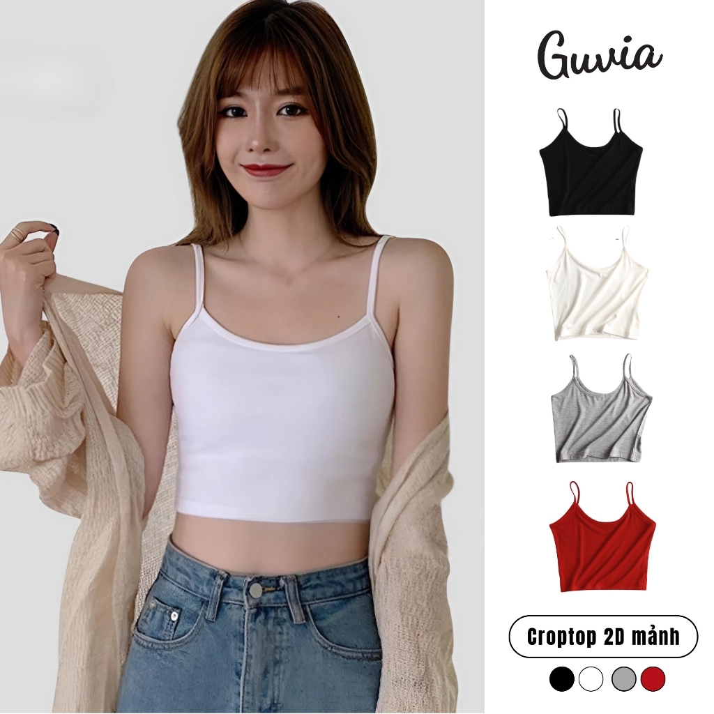 Áo Croptop dây mảnh Phong Cách, Áo kiểu nữ chất vải tốt mặc đẹp GUVIA CR19