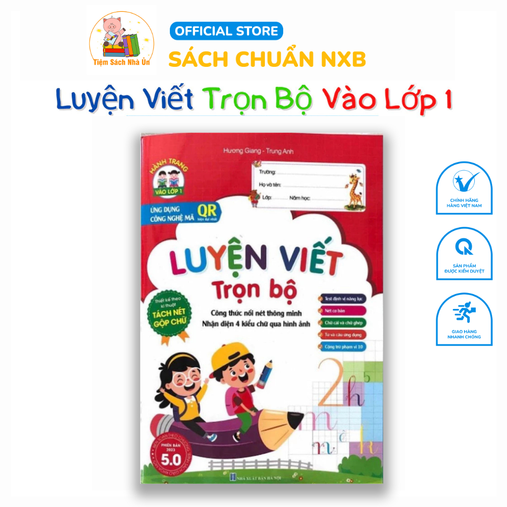 Sách - Vở Luyện Viết Trọn Bộ Bìa Đỏ - Hành Trang Vào Lớp 1 - Ứng Dụng Công Nghệ Mã QR Hiện Đại Nhất 5.0