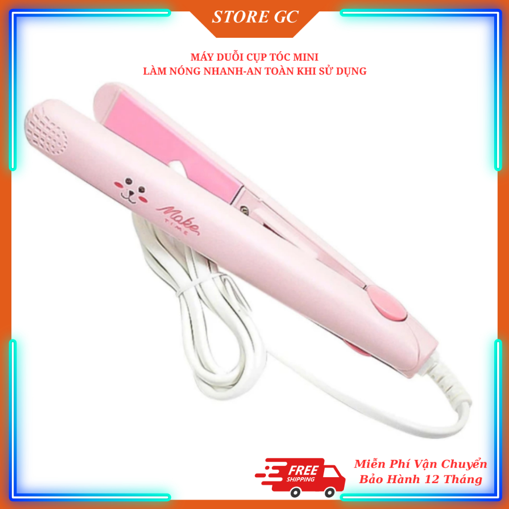 Máy Là Duỗi Tóc, Máy Dập Xù Tóc Mini Đa Năng Nhỏ Gọn Làm Nóng Nhanh Sau 30S Kèm Hộp Đựng