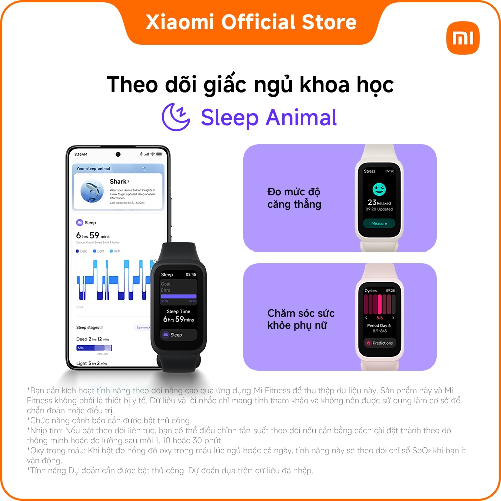 Vòng đeo tay thông minh Xiaomi Smart Band 9 Active | Màn hình TFT 1,47'', tần số quét cao 60Hz | BigBuy360 - bigbuy360.vn