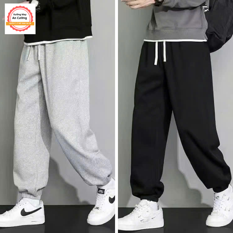 Quần Nỉ Tăm Jogger Nam Nữ Unisex – Quần Jogger Ống Rộng Baggy Basic Co Giãn Bo Gấu XMAC JOGGER