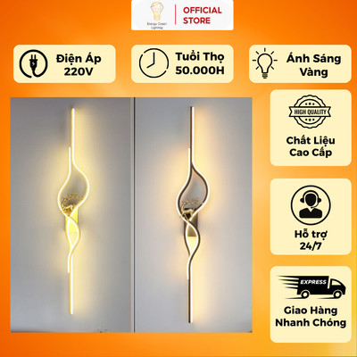 Đèn Tường Trang Trí DT-B-127 Dáng Cong Hiện Đại Kèm Hươu Vàng - 2 Màu Vàng/Đen - Dài 60/80/100/120cm