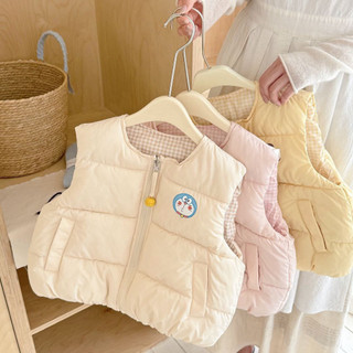 Áo Gile phao Quảng Châu dày ấm in hình dễ thương cho bé trai bé gái. Áo khoác gile phao mùa đông cho trẻ em BEO.Kids