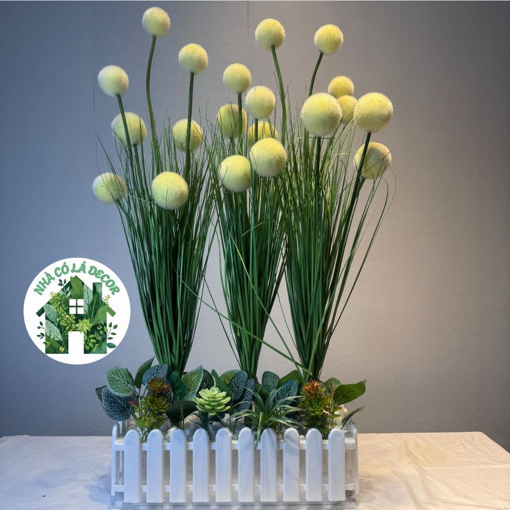 Cành Lau Qủa Tròn Giả 85cm, Bông Lau Tròn Cắm Bình Trang Trí Nhà Cửa- Văn Phòng, Cành Lau Giả Decor 