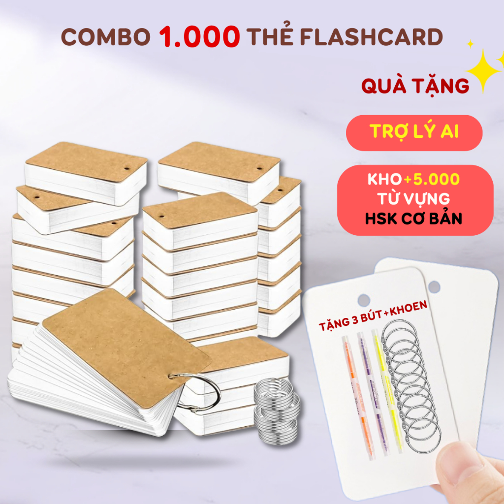 Thẻ học từ vựng flashcard combo 1000 thẻ flashcard học ngoại ngữ thẻ hack trí nhớ hỗ trợ ghi nhớ từ 