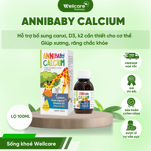 [VIỆT NAM] ANNI BABY CALCIUM - Hỗ trợ bổ sung Canxi, Vitamin D3, K2 hỗ trợ sức khỏe xương và răng - 