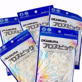   90 & 50 chiếc  Tăm chỉ nha khoa Okamura Nhật Bản giúp làm sạch kẽ răng loại bỏ mảng bám 