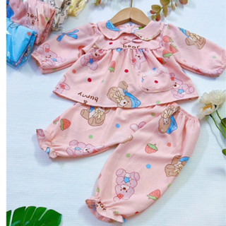 Đồ bộ dài tay Xốp Gạo cho bé gái từ 6-12kg C2H35, nhiều màu cho bé chọn lựa, có hình in LABUBU