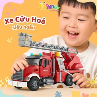 Đồ Chơi Xe Cứu Hoả Cỡ Lớn Có Hiệu Ứng Đèn, Âm Thanh, Phun Nước Chất Liệu Nhựa ABS An Toàn Cho Bé - Đồ Chơi MIKABI